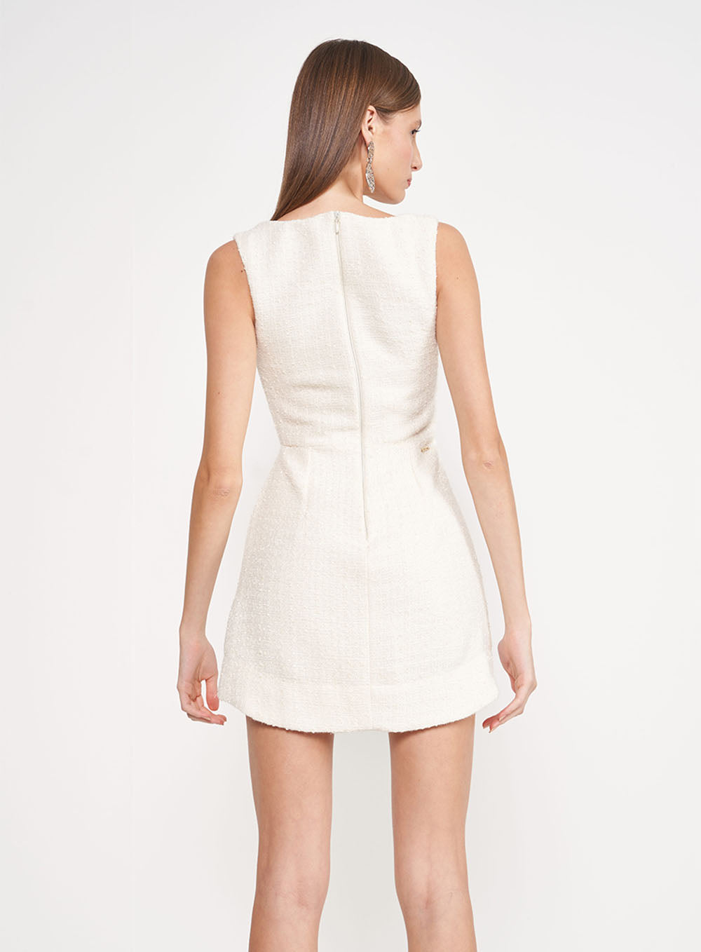 Robe en tweed blanc avec brillance