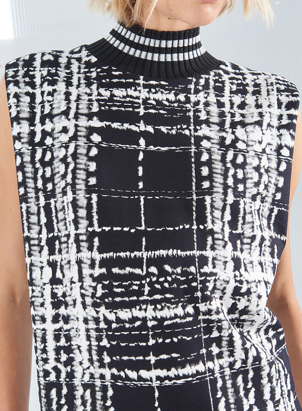 High-Neck Dress Rustic Lines