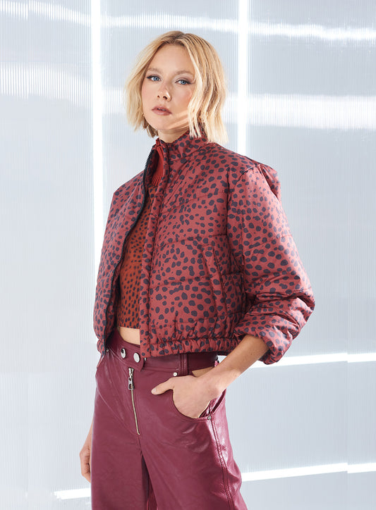 Leopard Print Puffer Jacket